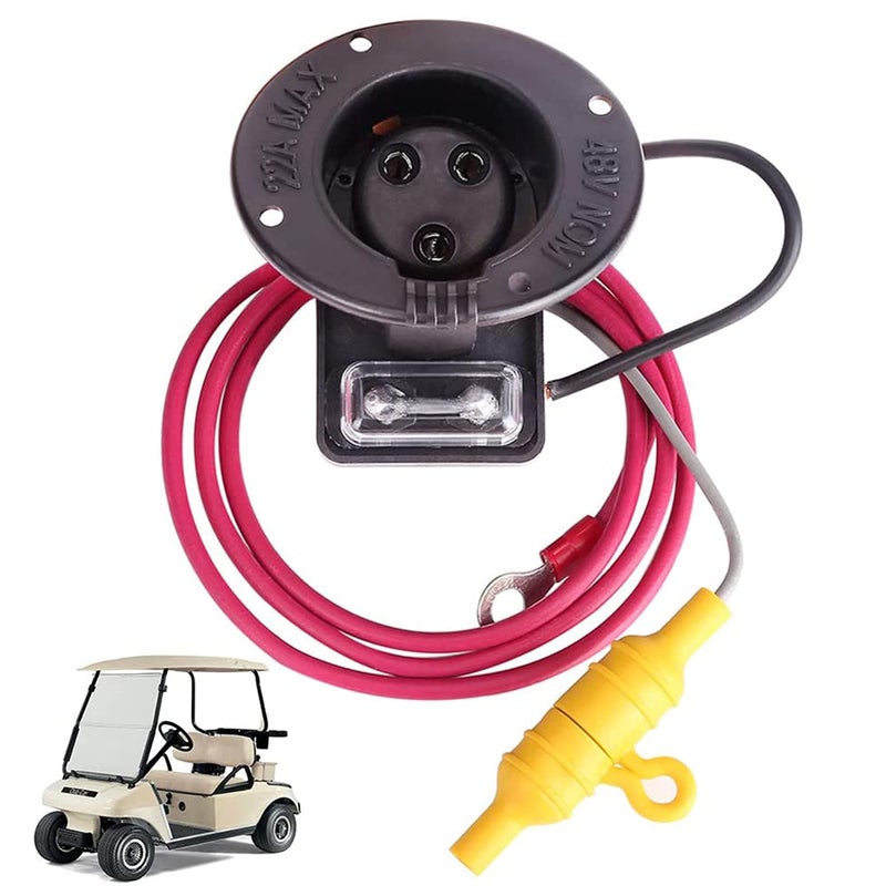 9.99WORLD MALL 48 Volt Charger Receptacle and Fuse Assembly for Club Car DS 2000-up Electric Golf Cart, OEM# 1018021-01 1018468-01 - Image 5